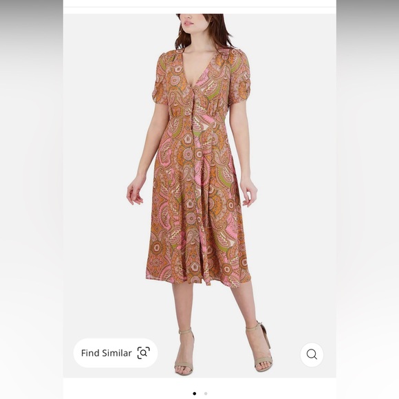 NWT BCBG patterned midi dress with buttons - Picture 1 of 10